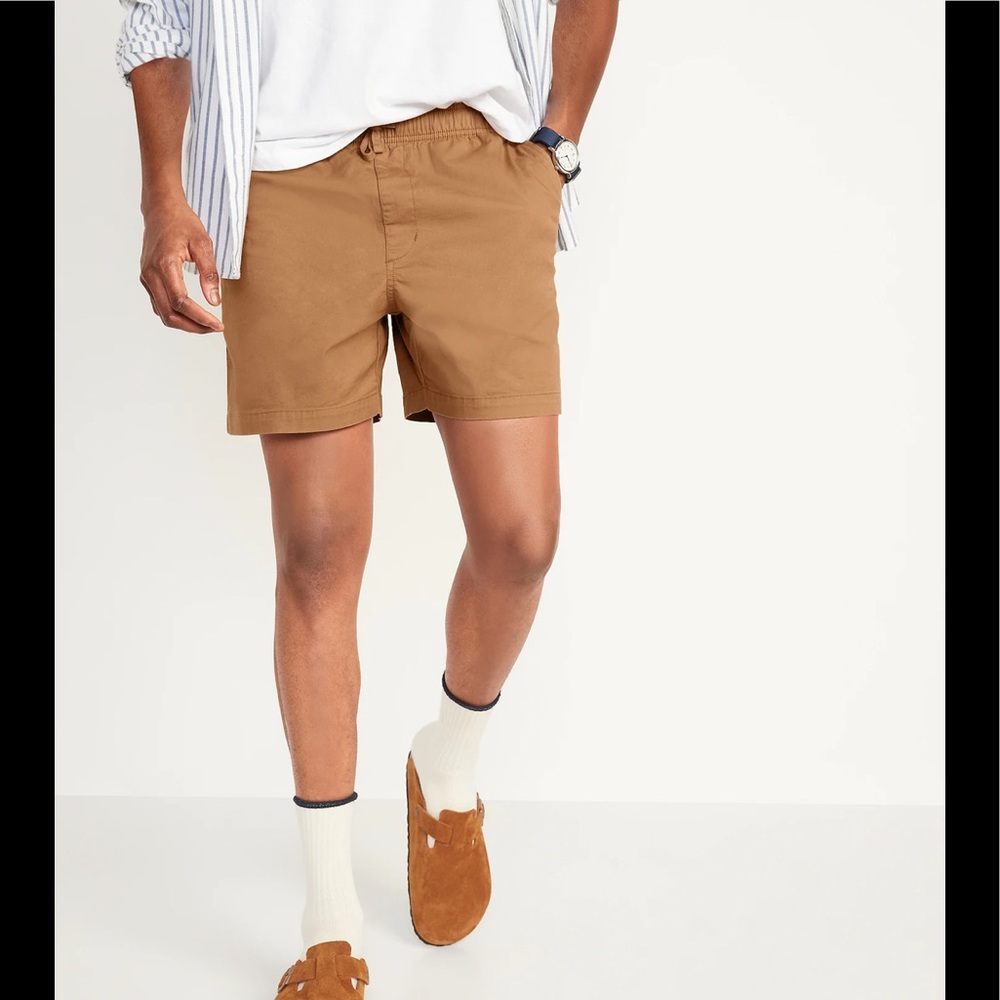 Old Navy Khaki Chino Shorts with Elastic waistband and Drawstring Cotton Shorts